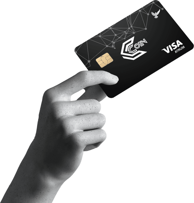 CCcoin Network hand with Atrum card